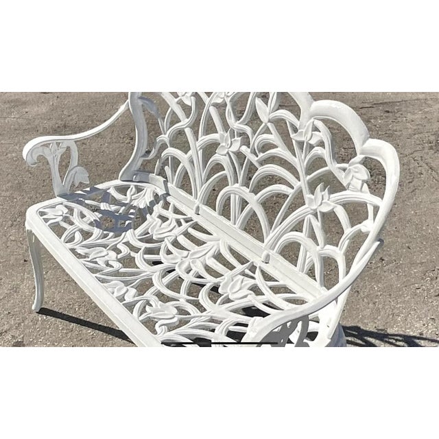 Vintage Coastal Cast Aluminum Settee For Sale - Image 11 of 13