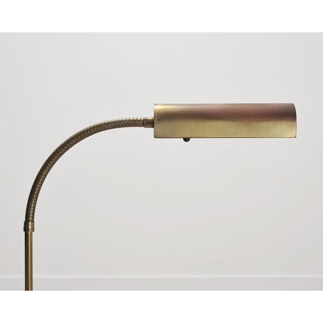 Brass Mid-Century Patinated Brass Adjustable Pharmacy Floor Lamp For Sale - Image 8 of 16