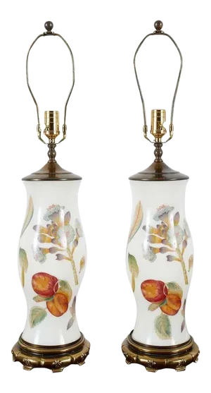 Late 20th Century English Decalcomania Regency Style Table Lamps - a Pair