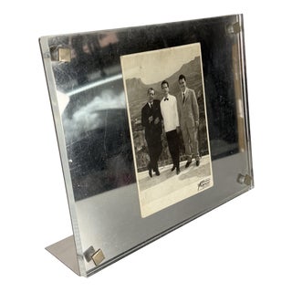 Mid-Century Modern Italian Steel and Acrylic Glass Photo Frame, 1970s For Sale