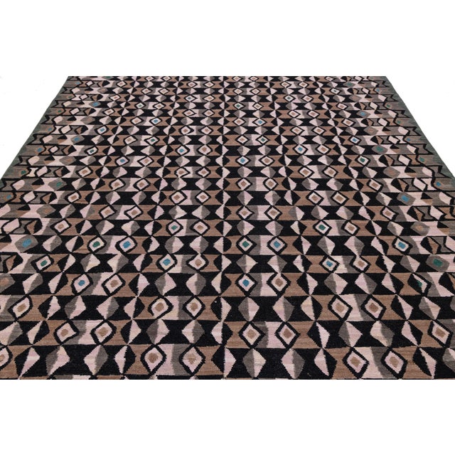 Modern Handmade Kilim Wool Area Rug– Flatweave Abstract Neutral Tones by Apadana For Sale - Image 9 of 12