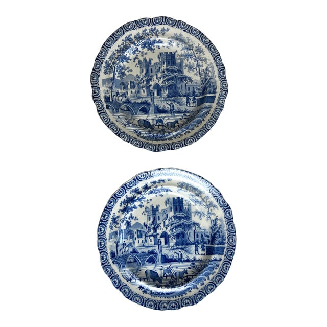 Antique English Staffordshire Plates, a Pair For Sale