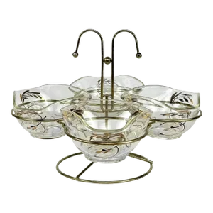 Mid-Century Hollywood Regency Lazy Susan Glass Bowl Serving Platter
