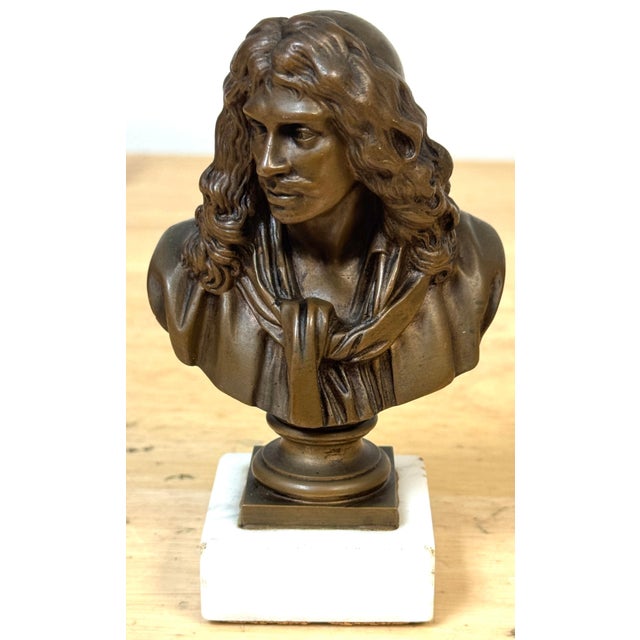 Bronze Reduction Bust of Molière by F. Barbedienne, after Caffieri, circa 1870s Measurements: 5.25" high x 3.25" wide x...