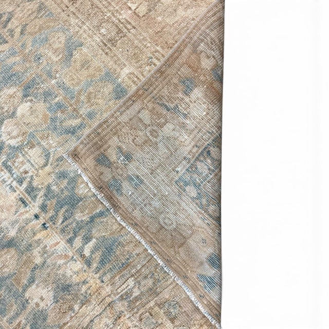 Antique Persian Malayer Rug 4x9 | Faded Beige & Blue Geometric Elegance For Sale - Image 4 of 4