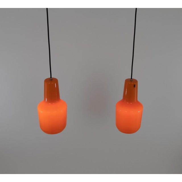 Pendants in Orange Murano Glass by Massimo Vignelli for Venini, 1970s, Set of 2 For Sale - Image 6 of 10