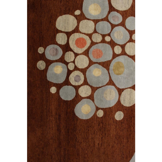 Rug & Kilim’s Mid-Century Modern Style Rug in Blue and Brown Geometric Pattern For Sale In New York - Image 6 of 6