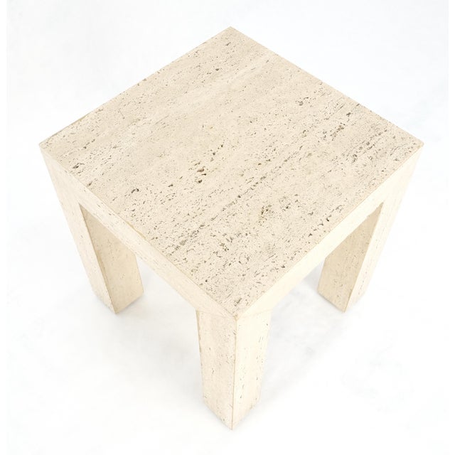 Travertine 14x14 Square Top Side End Table Stand Italian Mid Century Modern MINT For Sale - Image 10 of 10