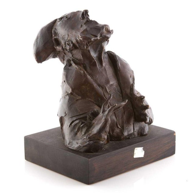 Wood David Aronson, Judaica Bronze Sculpture "Rabbi" Figure Jewish American Boston Figural Modernist For Sale - Image 7 of 18