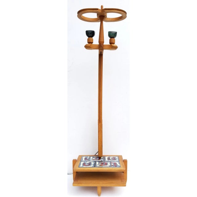 Guillerme & Chambron French Oak Floor Lamp For Sale - Image 11 of 11