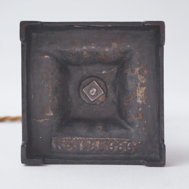 1890's English Antique Candlestick Table Lamps, Aesthetic Movement, Iron & Brass - A Pair - Rewired For Sale - Image 12 of 15