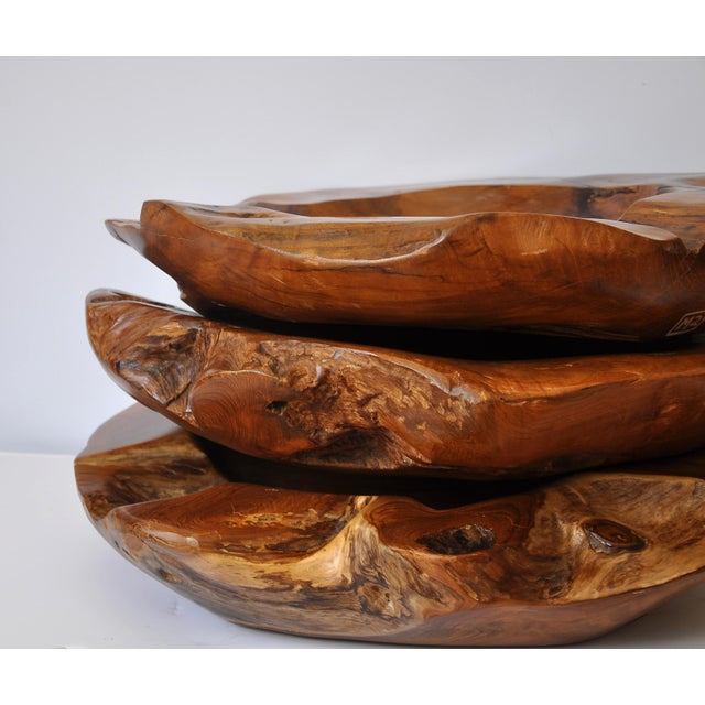 Natural Edge Polished Teak Wood Bowl Chairish