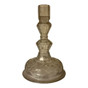 Antique 18th Century Italian Blown Glass & Facet Cut Crystal Candlestick Holder
