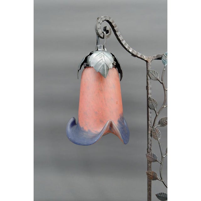 Vintage Art Deco Wrought Iron Lamp by Muller, 1920 For Sale - Image 15 of 18