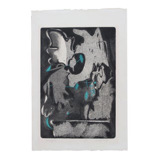 1960s Vintage Annette Robyns Etching Print For Sale