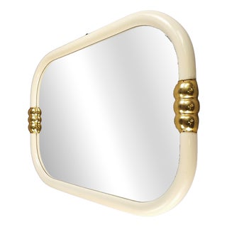 Vintage White Lacquered Mirror, 1970s For Sale