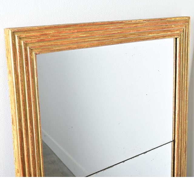 French 19th Century Louis XVI Style Reeded Gilt Mirror with Double Plates For Sale In Baton Rouge - Image 6 of 9