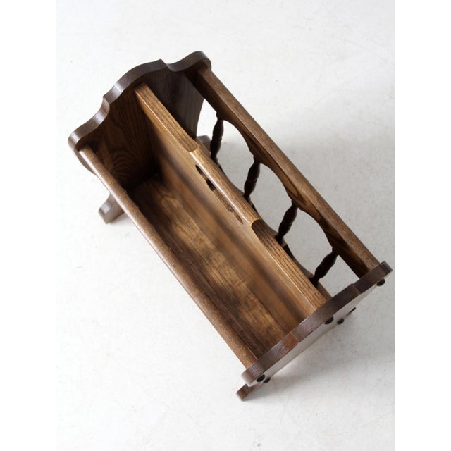 Brown Vintage Wooden Magazine Rack For Sale - Image 8 of 10