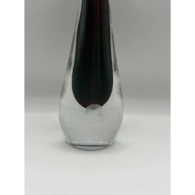 Mid-Century Modern Vintage Orrefors Glass Vase, Red Swedish Art Glass Bud Vase For Sale - Image 3 of 8
