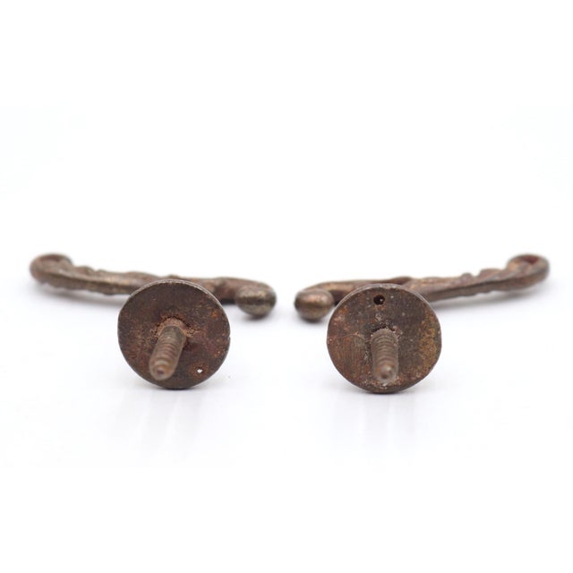 Mid 20th Century Pair of Antique Art Nouveau Cast Iron Wall Hooks For Sale - Image 5 of 5