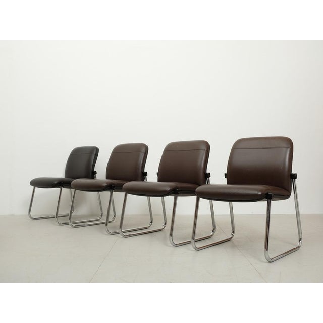 Mid-Century Italian Chairs in Leather, 1970s, Set of 4 For Sale - Image 18 of 18