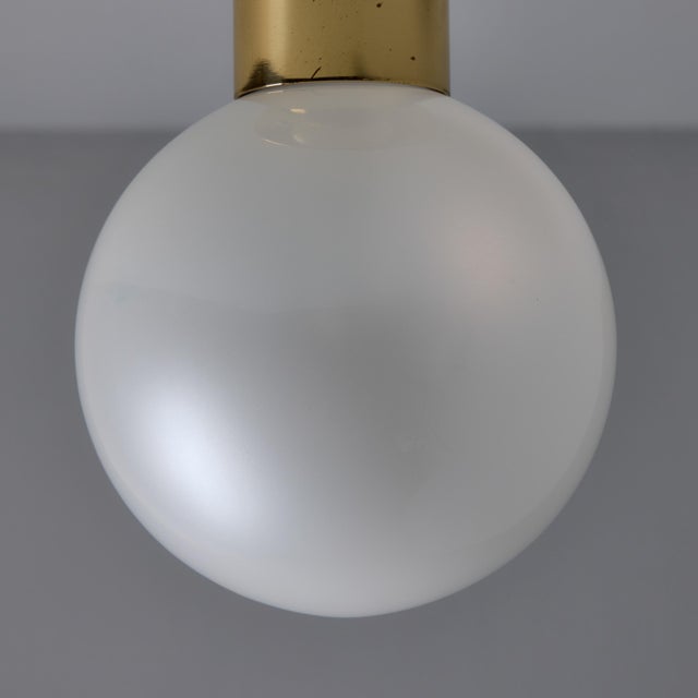 Brass 1970s Motoko Ishii Opaline Glass and Metal Ceiling or Wall Light for Staff Leuchten For Sale - Image 8 of 18