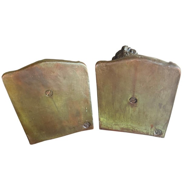 Antique Bradley and Hubbard Bookends Lion Tiger Cast Iron with Jeweled Eyes- a Pair For Sale - Image 4 of 6