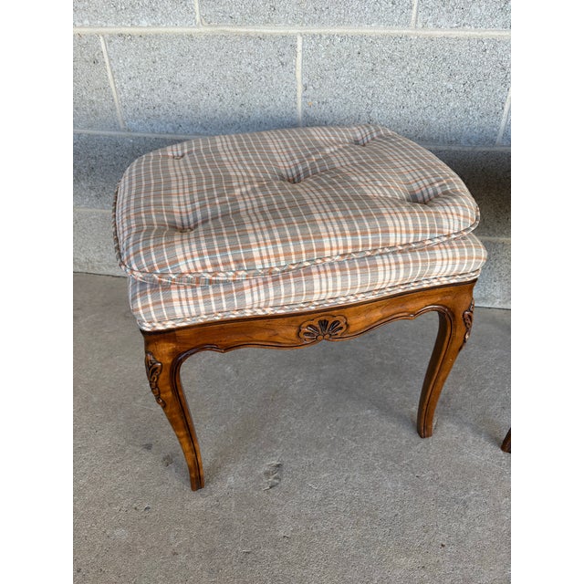 Mid 20th Century Kindel Furniture French Style Tufted Pillow Top Foot Stools - A Pair For Sale - Image 5 of 9