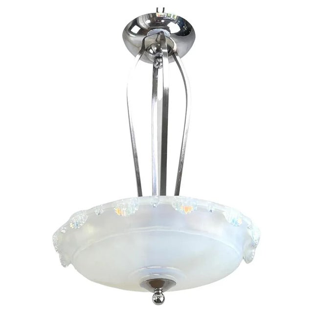Art deco chandelier - 1930s this original pendant lamp captivates with its simple and sober art deco design. The lamp is...