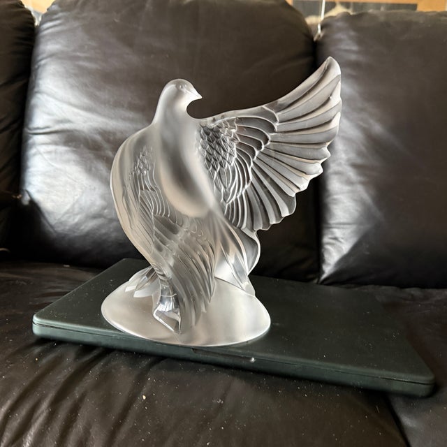 Transparent 1990s Lalique ‘Dea’ Dove Large Sculpture French Crystal Sculpture France Signed For Sale - Image 8 of 10