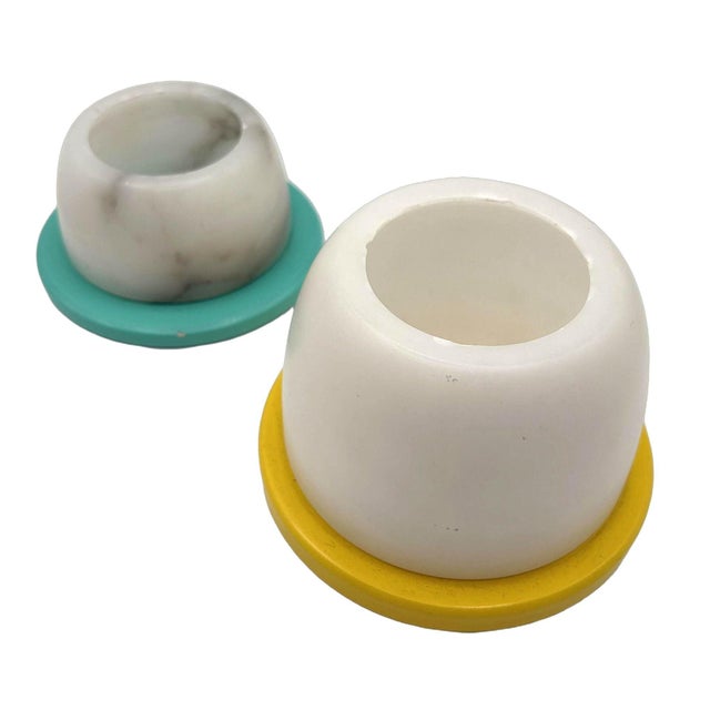Stone Mid 20th Century Multicolored Alabaster Candlestick Holder, Pair For Sale - Image 7 of 10