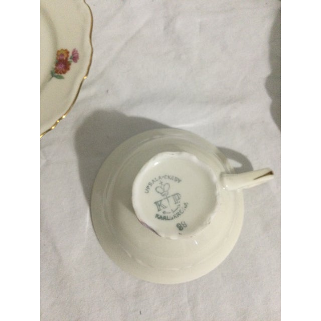 Ceramic Vintage Karlskrona Porcelain Upsala Ekeby Karlskrona Sweden Bone China Tea Set- 14 Pieces For Sale - Image 7 of 8
