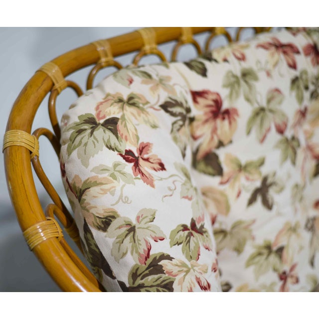 Vintage Palm Beach 2 Strand Rattan Bamboo Loveseat in the Style of Franco Albini For Sale - Image 9 of 13