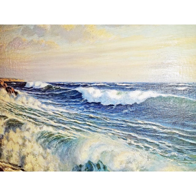 1950s Original Oil on Canvas Seascape by Josef M Arentz For Sale - Image 4 of 7