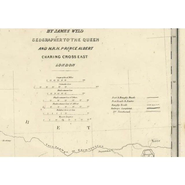 Large Antique Map of India Post Roads and Dak Stations by James Wyld, 1855 For Sale - Image 11 of 13