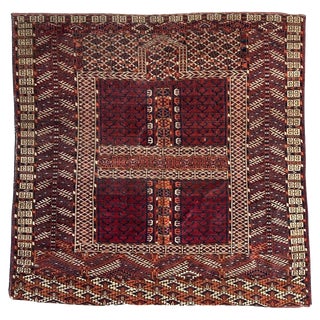 Antique Turkmen Hachlou Square Rug, 1890s For Sale