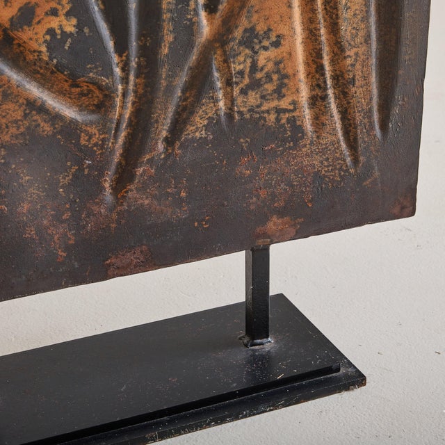 Metal 1980s French Cast Iron Sculpture with Abstract Motifs by René Coutelle For Sale - Image 7 of 18
