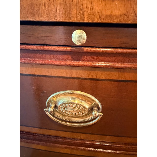 Brown Baker Four Drawer Georgian Style Bowfront Chest For Sale - Image 8 of 12