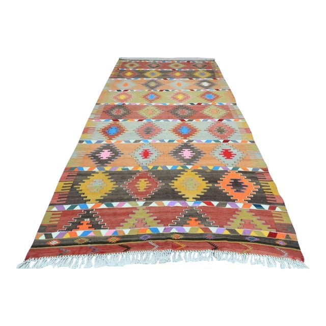 Oversized Vintage Turkish Kilim Rug - 83" X 164" For Sale
