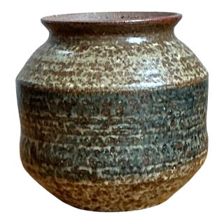 Vintage Speckled Pottery Vase For Sale