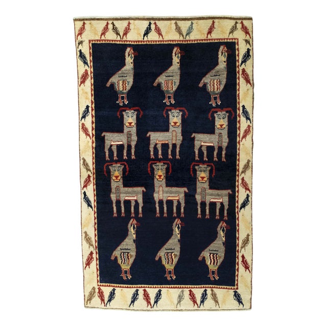 Hand-Knotted Gabbeh Nomadic Rug For Sale