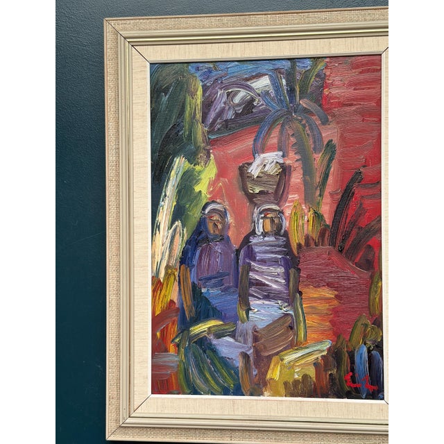 Original Swedish Oil on Canvas – “Villagers” by Eric Lo – Signed – Vintage & Framed – 82 × 62 cm (32.3" × 24.4") incl....