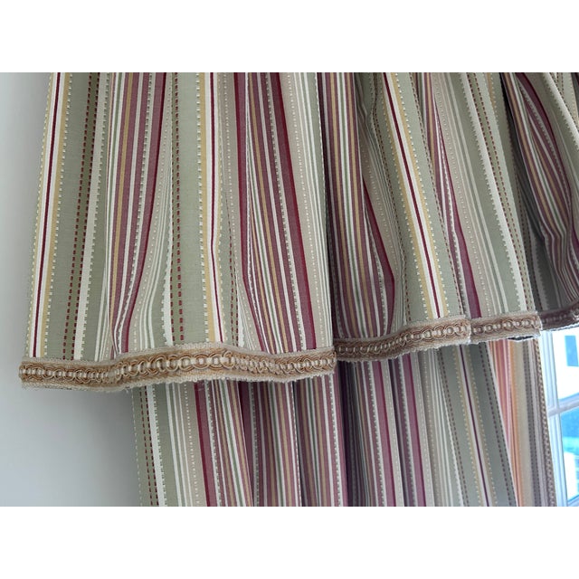 Pristine Custom Drapes W/Valances. 6 Panels, 3 Valances, 3 Layers (Face, Flannel & Lining) For Sale - Image 11 of 15