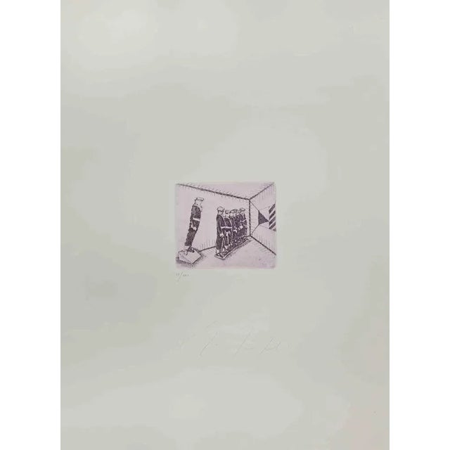 Contemporary Mino Trafeli, Marinerie di Pisa, Etching, 1981 For Sale - Image 3 of 3