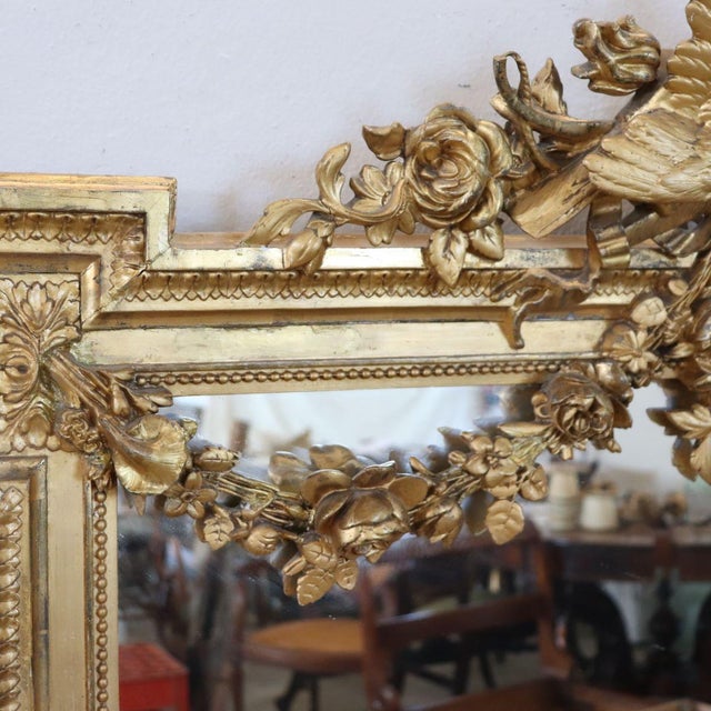 Gold 19th Century Gilt Wood Wall Mirror For Sale - Image 8 of 15