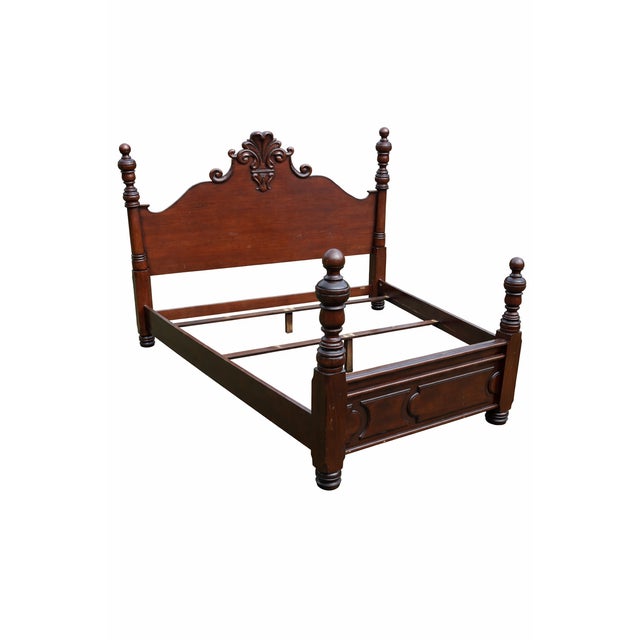 1990s Ralph Lauren French Empire Carved Mahogany King Size Bed Frame For Sale In Houston - Image 6 of 9