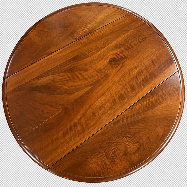 French 19th Century French Walnut Carved Round Drop-Leaf Table For Sale - Image 3 of 9