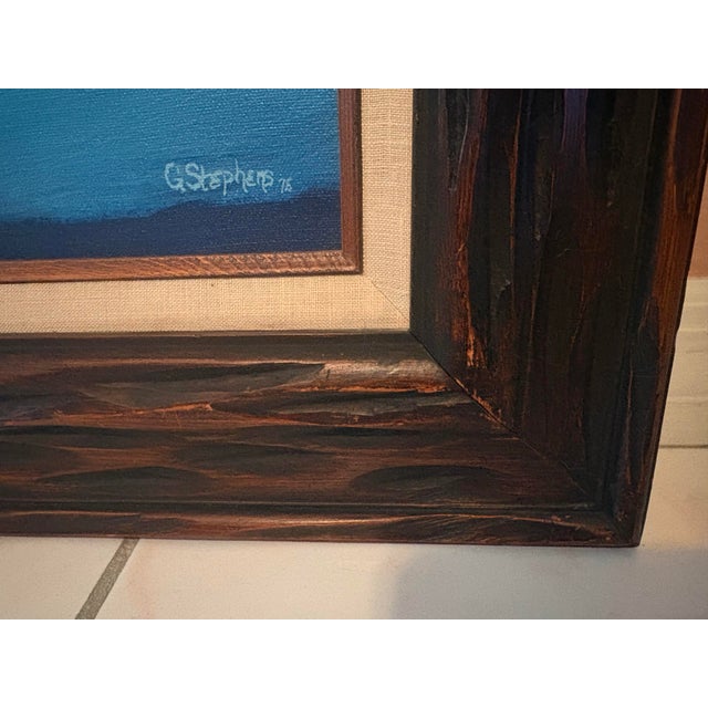 Rustic 1976 Signed Winter Mountain Landscape Painting in Rustic Wood Frame For Sale - Image 3 of 11