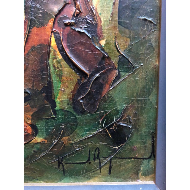 Mid 20th Century Raoul Raymond, Jewish Klezmer Musicians, Israeli Judaica Impasto Palette Knife Oil Painting For Sale - Image 5 of 5