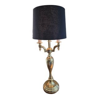 Late 20th Century Brass Bouillotte Style Candelabra Table Lamp For Sale